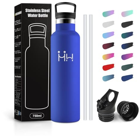 JAPORIA Borraccia Termica 750ml, Borraccia Termica con Cannuccia, Borraccia in Acciaio Inox Riutilizzabile, senza BPA, Borracce per Campeggio, Yoga, Palestra, Ciclismo, Viaggio