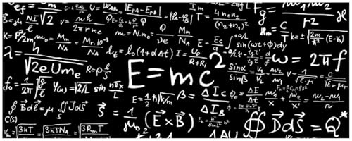 Wallario Memoboard aus Glas mit Motiv, Magnet-Tafel in 32 x 80 cm in Premium Qualität Mathematische Formeln Relativitätstheorie
