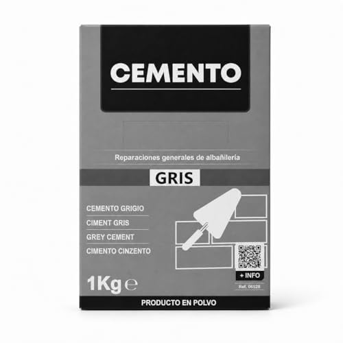 Livé Cemento Gris en Polvo 1 kg, Preparado de Cemento para Reparaciones de Albañilería, Enlucidos, Suelos y Desconchados de Muros, Uso Interior y Exterior, Color Gris