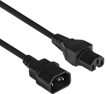 ACT Warmgerätekabel 2m C14 Stecker auf C15 Buchse, Stromkabel Verlängerung – AK5003