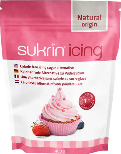 Sukrin Icing - Alternativa natural al azúcar en polvo con eritritol y stevia, edulcorante sin calorías para dietas cetogénicas y bajas en carbohidratos, 400 g