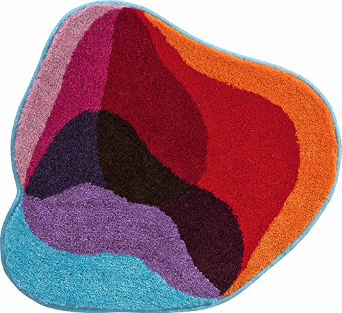 Grund KARIM RASHID Exklusiver Designer Badteppich 100% Polyacryl, ultra soft, rutschfest, ÖKO-TEХ-zertifiziert, 5 Jahre Garantie, KARIM 21, WC-Vorlage o.A. 60x60 cm, rot-bleu