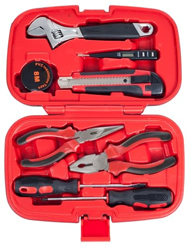 Household Hand Tools - 9-Piece Tool Set Includes Adjustable Wrench, Screwdriver, Pliers, and More - Tool Kit for the Home, Office, and Car by Stalwart