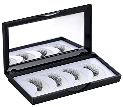 JewelryWe Magnet Wimpern 3D Wiederverwendbare Natürlich Lange Künstliche Magnetische Falsche Wimpern (1 Paar/4 Stück)