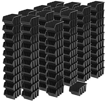 120 Stück Stapelboxen 0,5 Liter Lagerkiste Lagerbox Sichtlagerkasten Box 115 x 80 x 60 mm Schwarz