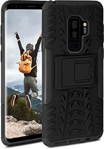 ONEFLOW Tank Case für Samsung Galaxy S9 Plus Hülle Outdoor, stabile Panzerhülle mit Kamera und Display Schutz, sichere Handyhülle, TPU Handy Schutzhülle mit Ständer, Schwarz