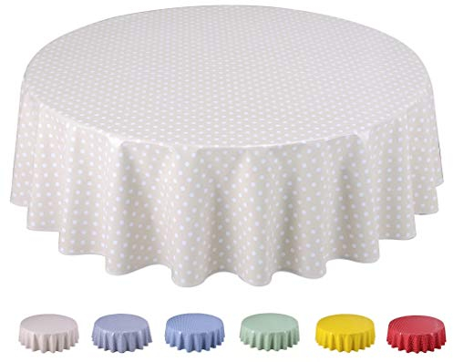 Home Direct Wachstuch Tischdecke Abwaschbar Rund 160cm Kleine Tupfen Beige