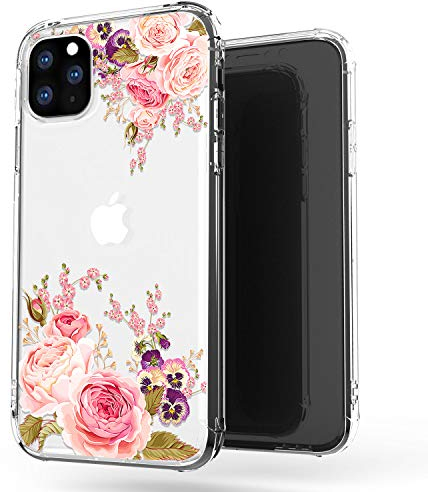 JIAXIUFEN Kompatibel mit iPhone 11 Pro Hülle Handyhülle TPU Silikon Weiche Schlank Schutzhülle Handytasche Flexibel Clear Case Handy Hülle für iPhone 11 Pro Rose Flower