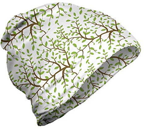 ABAKUHAUS Natur Unisex Beanie, Baum-Blätter Illustration, Wandern im Freien, Lindgrün und Kitz