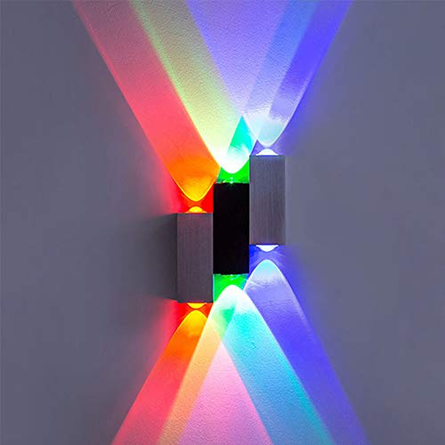 Mengjay LED Modern Wandleuchte Innen 6W Wandlampe Licht Up Down Leuchten Aluminium Wandlicht Wand Wandbeleuchtung für Wohnzimmer Schlafzimmer Treppenhaus Flur, Farbe RGB