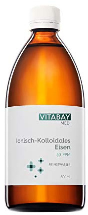 Kolloidalt järn 50 PPM – 500 ml – mycket koncentrerad (renhetsnivå 99,99 %) | Inga tillsatser - skyddad i brun glasflaska - tillverkad i Tyskland