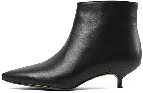 Lutalica W Moda Donna Pizzo Opaco Pelle Cerniera Comfort Basso Kitten Tacco Abito Stivaletti