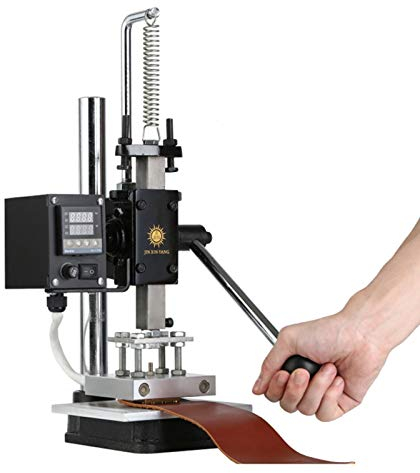 DYJD Hot Foil Stamping Machine Printer Logo Creasing Machine Leather Embossing Machine Stamper Temperature Adjustable for PVC PU Plastic Etc.,Hot pressing plate: 10 * 13cm