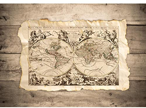Runa Art Wallpaper 396 x 280 cm World map Vintage Non-Woven Decoration Print Wall Mural Living Room - Made in Germany - Beige 9255012a