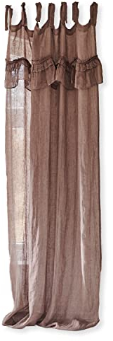 Loberon Gardine Tousia, romantischer Stil, mit Volants & Spitze, leicht lichtdurchlässig, Sichtschutz, Vorhang, Wohntextilien, Leinen, Baumwolle, braun