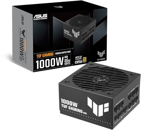 ASUS TUF Gaming 1000W Gold EVO Gaming Netzteil | 1000 Watt, Lüfter mit Doppelkugellager, ATX 3.1 & PCIe 5.1 kompatibel, 80 Plus Gold Zertifizierung, geätzte Kabel, Schwarz