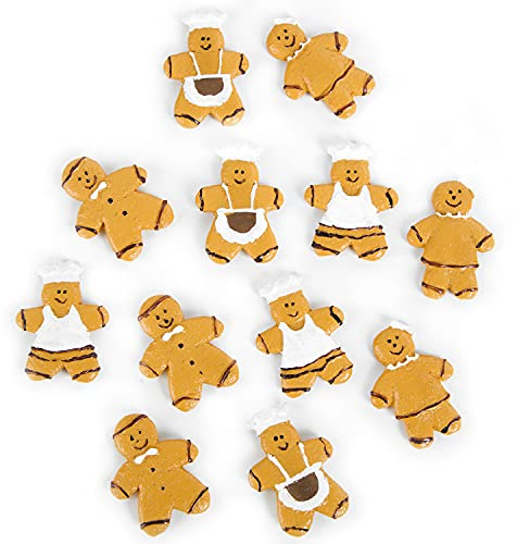 Logbuch-Verlag 12 mini Lebkuchenmann Streuartikel künstliche Plätzchen Tischdeko Basteln Weihnachten braun weiß 3,5 cm
