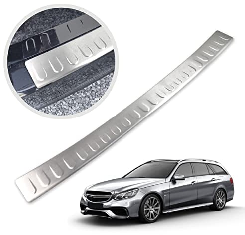 CHROMEMASTER | Ladekantenschutz | Kompatibel mit Mercedes E-klasse W212 Kombi 2009-2013; Gebürsteter Edelstahl, Silber Matt; Unsere Lackschutzleiste Sichert den Heckstoßfänger vor Kratzern