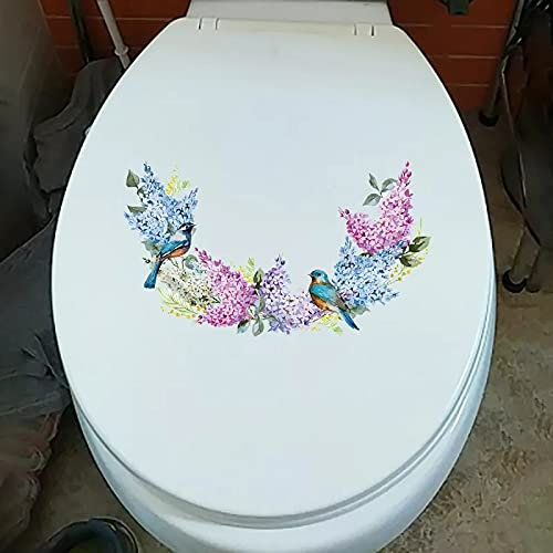 SHMAZ 25.5×15CM Fresh Lilac Flower Wreath Bedroom Wall Stickers Mural Modern Decor Toilet Decals