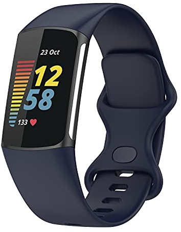 Wownadu Armband Kompatibel für Fitbit Charge 5 Armband/Charge 6 Armbänder, Damen Herren Silikon Sport Band Blau Ersatzband Zubehör,L (Keine Uhr)