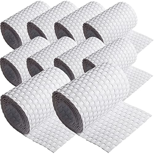 ECI 10 x Poly-Rattan Sichtschutzstreifen für Doppelstabzaun Doppelstab Matten Flechtzaun 19|255 cm Weiß