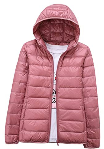 Doudoune Légère Femme Veste Doudoune Legere Capuche Pliable Ultralight Femme Grande Taille Veste Matelassée Puffer Jacket Blouson Doudoune Duvet Plume Oversize Doudounes de Randonnée Femme Rose 7XL