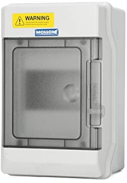 Mollom 4 vie Scatola di Distribuzione Elettrica con Bus Bars e Guida Din per Interruttore Magnetotermico MCB, Impermeabile IP66. Lucchetto Disponibile per Uso Interno ed Esterno