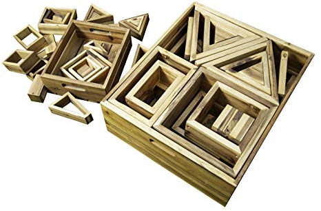 Craftplay GIANT Wooden building blocks | 26 blocks in easy carry storage crate | Construction blocks for kids indoor/outdoor use
