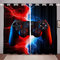 Gaming-Vorhänge für Jungen, Schlafzimmer Gamer Fenstervorhänge, Raumdekoration, Videospiel-Fenstervorhänge für Wohnzimmer, Schwarz, Gamepad, Neon, Rot, Blau, Blitz, Fensterbehandlungen 137x117cm