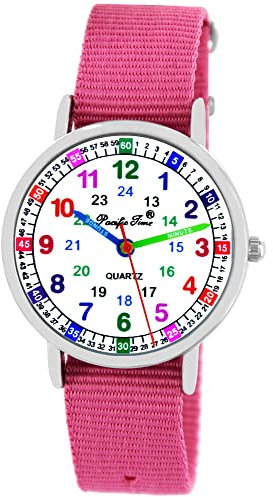 Pacific TimPacific Time Kinder Armbanduhr Mädchen Jungen Uhr Kids Lernuhr rosa Textil Wechselarmband analog Quarz 10901