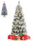 Multigot 5/6FT Christmas Tree with LED lights, Artificial Xmas Pine Tree with Metal Base, Decorative Festival Tree for Living Room Office(5FT)