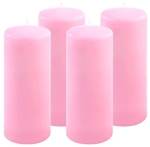 Nexos Trading Stumpenkerze Höhe 25 cm Ø 10 cm lange Brenndauer Rosa Einfarbig Dekoration (pink, 4)