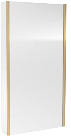 nuie NSBS28 Pacific Modern Bathroom L Shape Square Shower Bath 6mm Toughened Safety Glass Screen with Fixed Return, 1435mm x 805mm, Brushed Brass