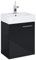 VBChome Badmöbel Set 45 cm Weiß/Schwarz – Waschbecken mit Hängeschrank, Badezimmerschrank mit Soft-Close Unterschrank, Moderner 1-türiger Waschtisch, Schwarz Glanz & Weiß Keramikwaschbecken, Elegant