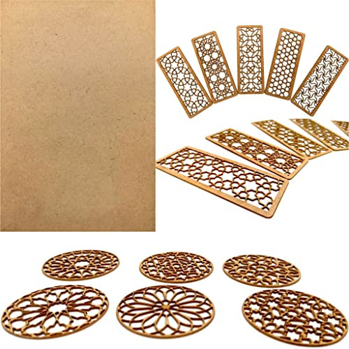 MDF Tablero Madera A4 | 297 x 210 x 1.2 mm Corte por Laser 10 w, 20 w, 30 w, 40 w CNC Router, Modelado, Calado, Bricolaje, Manualidades, Acabado Pulido, Alta Densidad. Madera Calidad (50)