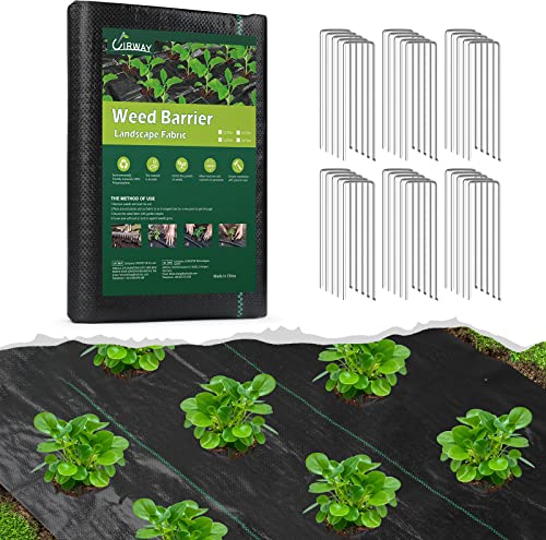 UIRWAY Tissu Anti-Mauvaises Herbes, 25m² Tissu Anti-Mauvaises Herbes Très Résistant 100g/m² U-förmiger Nagel Sicherungsstiften, Tissu Anti-Mauvaises Herbe Qualité Supérieure pour Jardin, Ferme, Allée