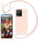 Yojiong Funda con Cuerda para Honor 70 Lite/Honor X8 5G / Honor X6 4G (6,5''), Silicona Líquida Carcasa con Cordón [Ajustable Correa de Cuello Cadena] [Forro de Microfibra Suave], Rosa