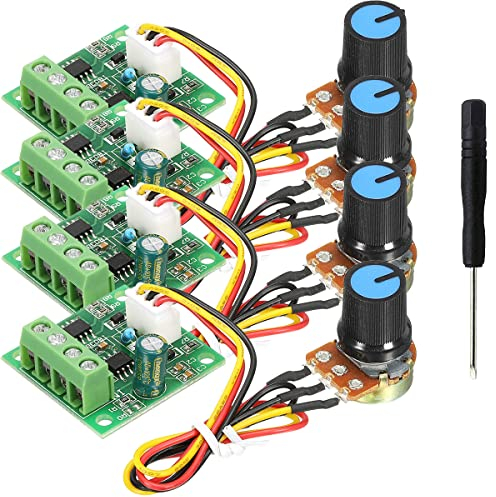 Youmile 4 Stück DC PWM Controller DC Motor Speed Controller Modul 1,8 V bis 15 V 2A Drehpotentiometer Geschwindigkeitseinstellung 1803BW B100K mit Schraubendreher