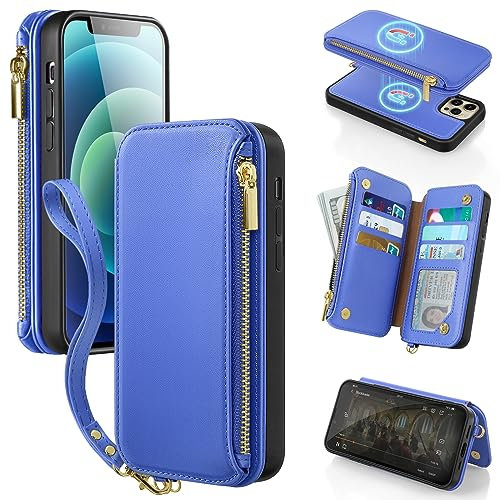 Antsturdy 2-in-1 abnehmbare Schutzhülle für iPhone 13 Pro Max mit Magsafe, RFID-blockierend, magnetisch, kabelloses Laden, PU-Leder, Handyhülle, Flip-Folio-Abdeckung, Kartenhalter, Damen und Herren,