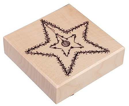 Rayher Stempel Holz Star und Sternchen, 7 x 7 cm, Stempel Weihnachten, Holzstempel zum Gestalten von Karten, Umschlägen, Geschenken, Motivstempel, Butterer Stempel, 29252000