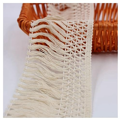 Yurosiay Bordo con frange in cotone, 10 m, larghezza 10 cm, stile vintage, all'uncinetto, con frange, per cucito, costumi, tenda decorativa