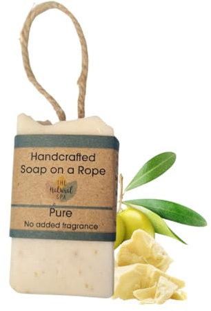 Soap on a Rope - Pure - Plastic Free - Vegan - Palm Free Handmade in Devon uk - The Natural Spa Natural soap bar for Men and Women