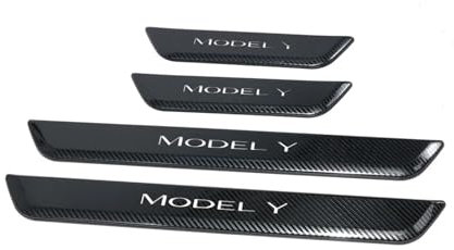 LED Illuminated Sills Car Door Edge Protector Panel For Model 3 Y Door Edge Protectors MODEL 3 ACCESSORI (Color : 4 Carbon Style MY)