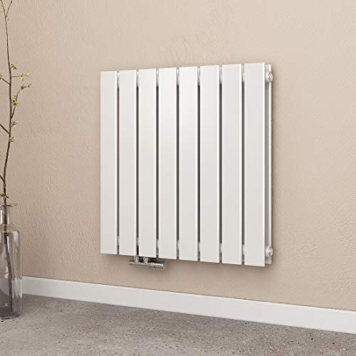 EMKE Radiatore Piatto, 63x62cm, Radiatore Acqua Calda, Radiatore a Pannello Radiatore Design Orizzontale, Doppio strato, Bianco