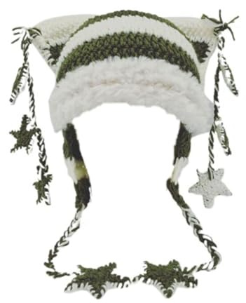 Damen Strickmütze mit Katzenohren im Y2K-Stil, Goth-Beanie, Grunge-Häkelmütze, Y2K-Accessoire