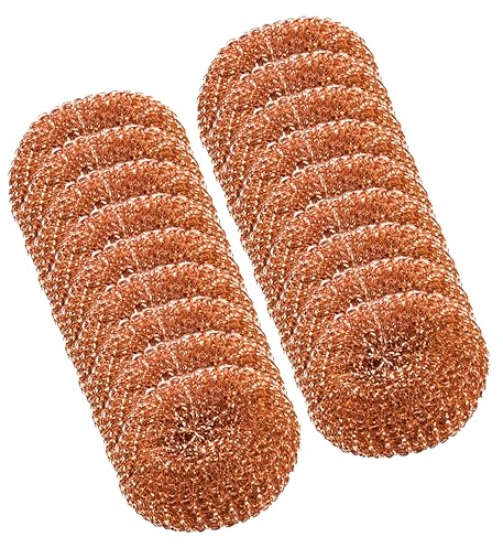 HOMESHOPA Copper Scouring Pad, 18 Pack Copper Coated Spiral Scrubber Scourer, Long Lasting Scourer for Cleaning Dirt, Grease & Grime, Pan Scourer, Heavy Duty Kitchen Pots Pans Scrubber