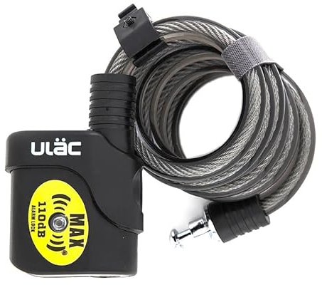 ULAC - Candado Cable Espiral con Alarma THE BEE | Tecnología Neo Alarm | Sensor de Movimiento 110dB | Acero Trenzado | 2 Llaves Únicas | Incluye Pilas