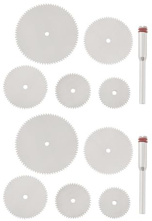 YINETTECH 10 Piezas Hojas de Sierra de Acero Inoxidable de 16 mm 18 mm 22 mm 25 mm 32 mm de Diámetro discos de Corte con 2 Mandriles de 3,0 mm Compatible con D-Remel Herramientas Rotativas