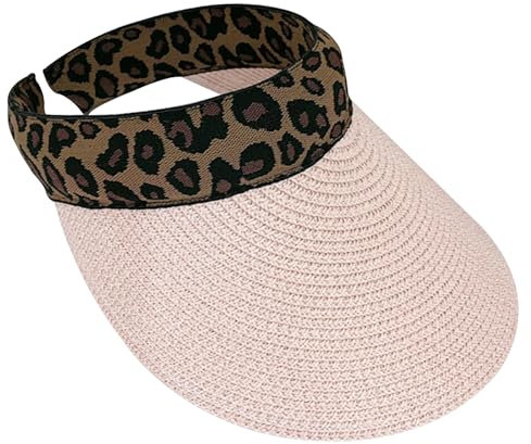 Women Sun Hat Beach Straw Summer Visors Cap, Tennis Cap Golf Cap, Outdoor Sport Sun Hat, Golf Sports Visor (DE/NL/SE/PL, Alphanumerisch, Einheitsgröße, M, Pink)