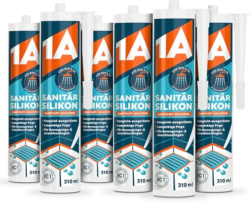 1A Sanitär Silikon für Bewegungs-, Dehnungs- und Anschlussfugen, pergamon, 6x 310 ml